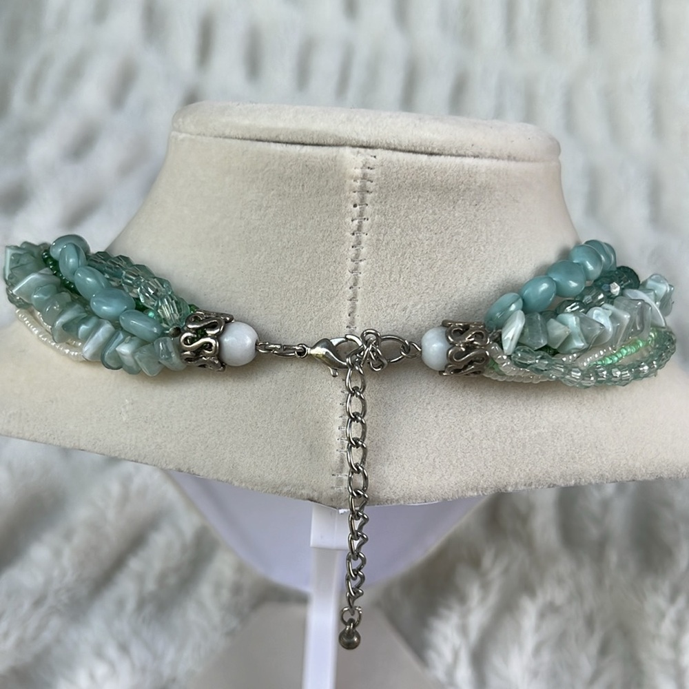 Vintage 80s Twist Beads Choker Multi-Strand Necklace - Picture 3 of 7